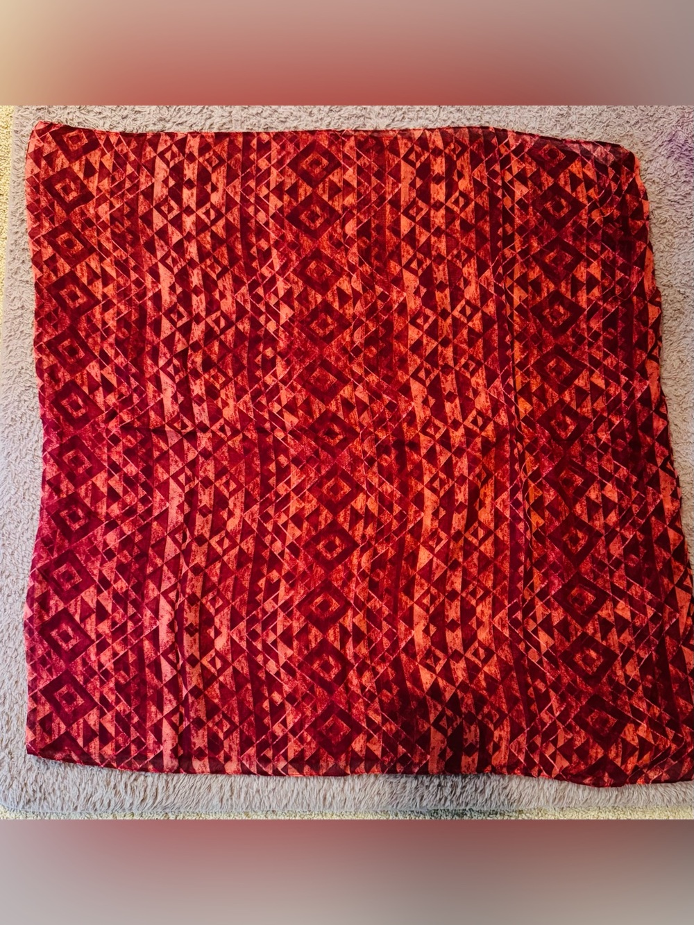 Rich Red Geometric Scarf